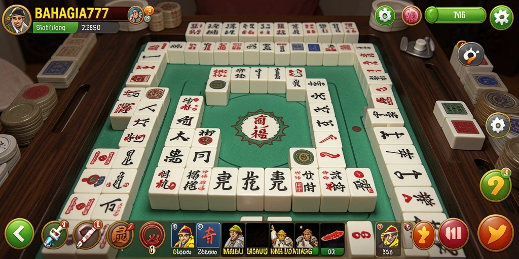 Tampilan gameplay seru dalam permainan Mahjong BAHAGIA777.