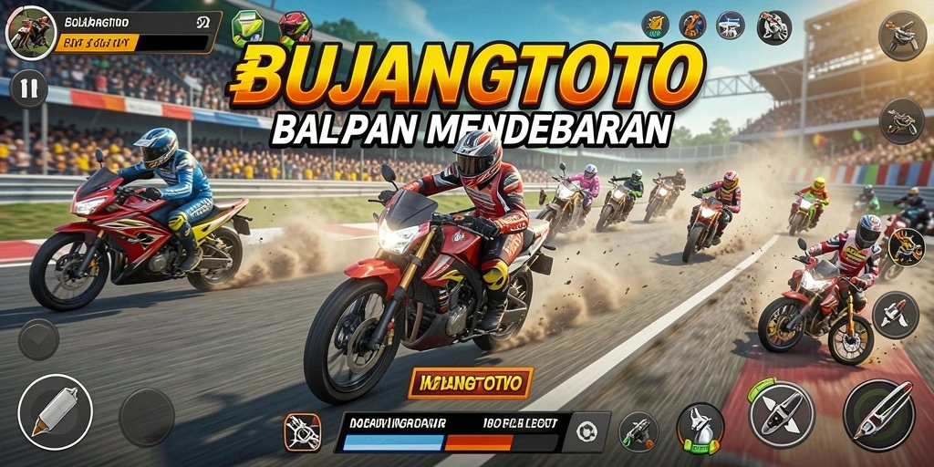 Gameplay seru dari BUJANGTOTO yang menampilkan balapan motor nyata.
