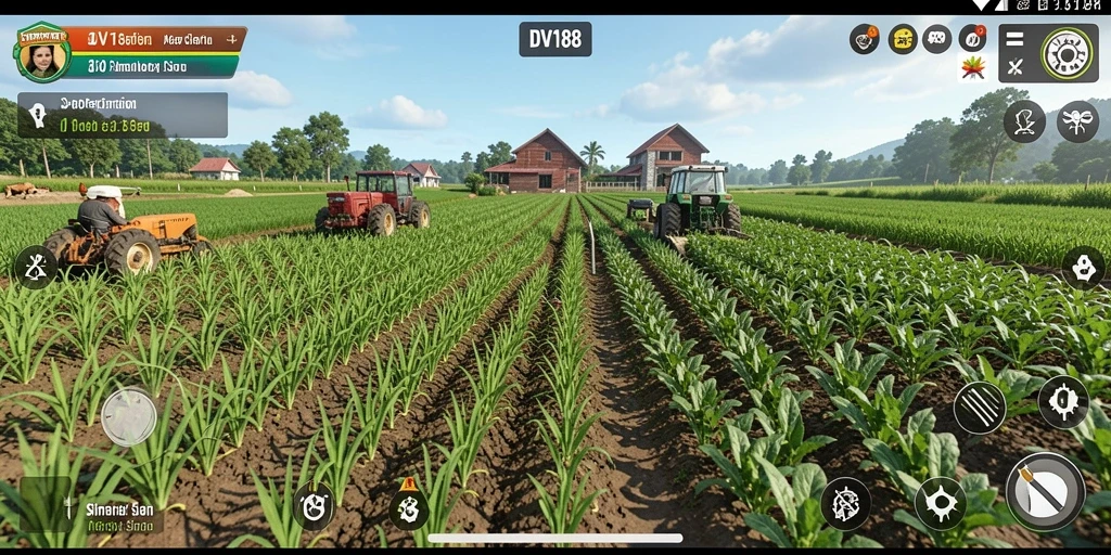 Screenshot gameplay <strong>DV188</strong> dengan aktivitas bertani yang seru.