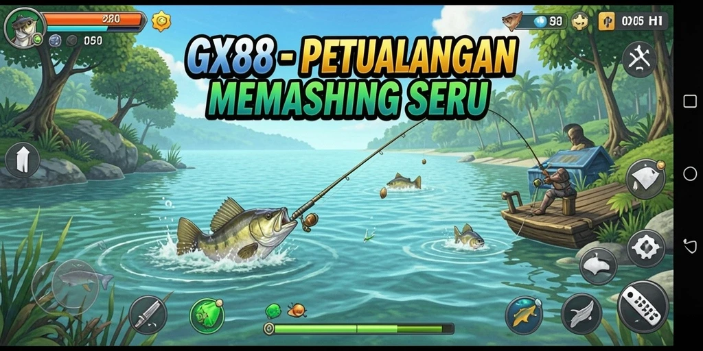 Tampilan gameplay GX88 dengan aksi memancing yang mendebarkan.