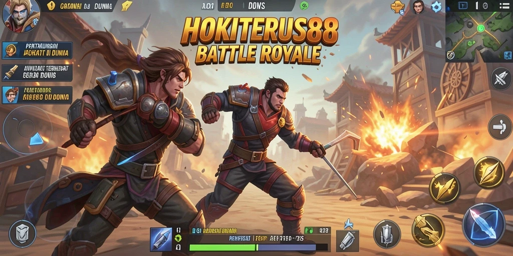 Gameplay mendebarkan dari HOKITERUS88 dalam pertarungan Battle Royale.