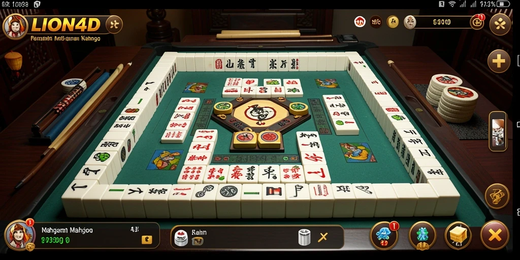 Tangkapan layar dari gameplay seru LION4D di aplikasi Mahjong.