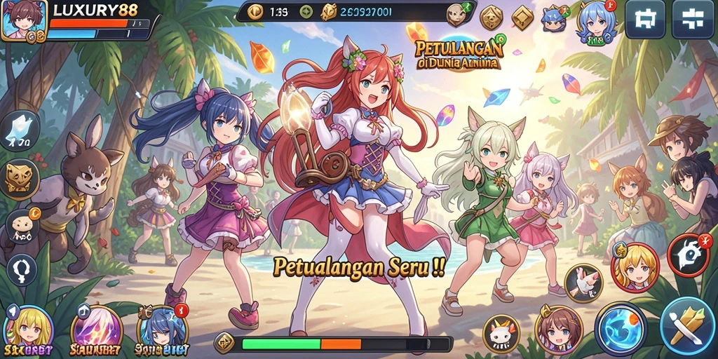 Tampilan gameplay seru dan karakter Anime yang menarik.