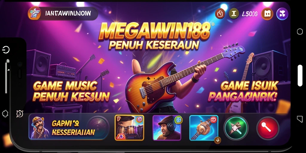 Screenshot gameplay dari MEGAWIN188 yang menunjukkan interaksi musik yang seru.