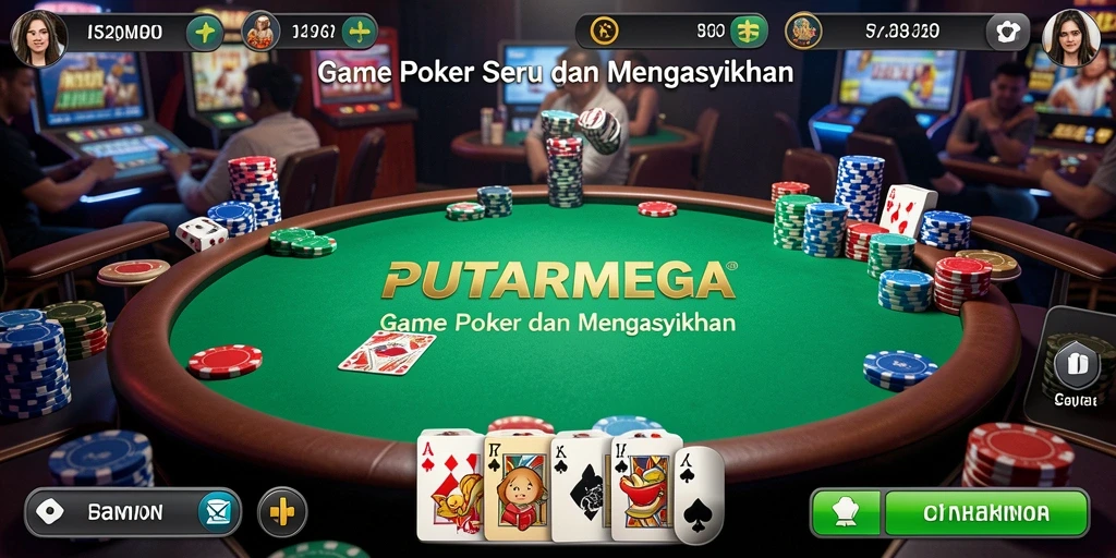 Screenshot utama PUTARMEGA menampilkan gameplay Poker yang menegangkan.