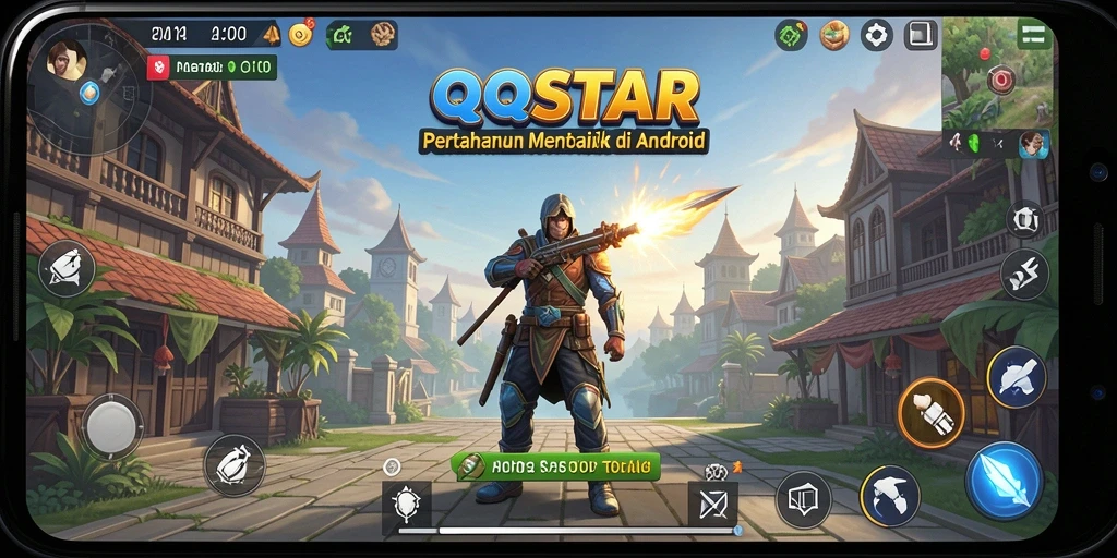 Tampilan gameplay menara pertahanan QQSTAR yang mendebarkan.
